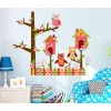 Tree Wall Sticker with Fence, Owls and Birdcage